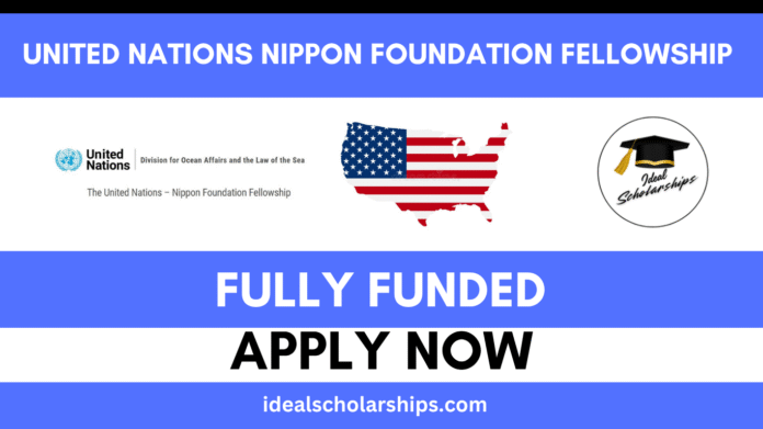Fellowship banner showing global training opportunities for the United Nations Nippon Foundation Fellowship 2026 in ocean affairs and maritime law.